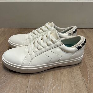 Dr. Scholl’s White Leather Sneakers Snakeskin Heel Detail Women’s Casual